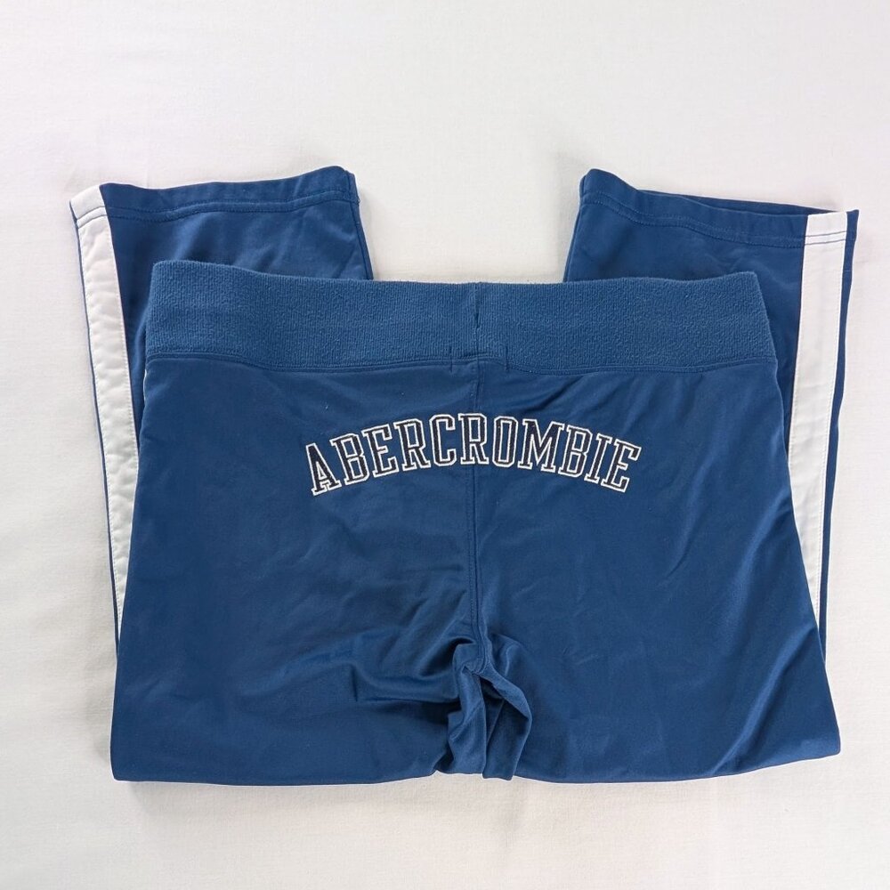 Y2k Abercrombie & Fitch Blue White Spell Out Low Rise Athletic Capris